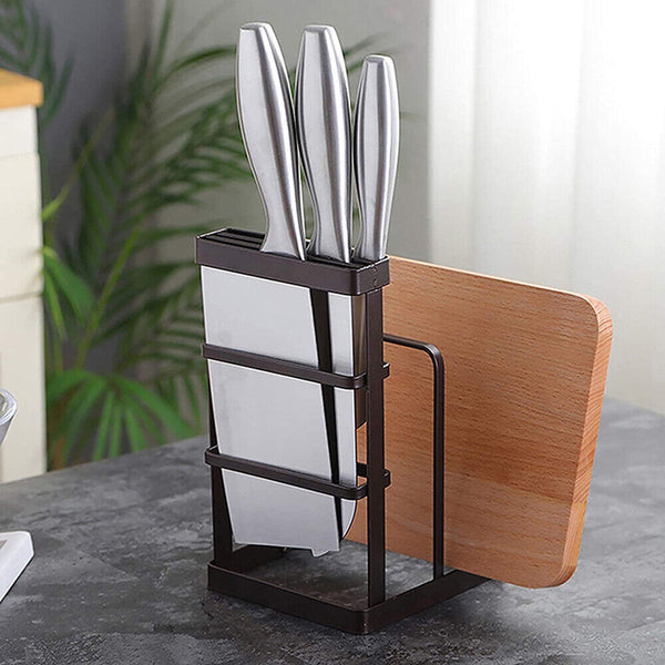 Chopping Board and Knife Shelf Stand Block Lid Holder Kitchen Organizer Storage