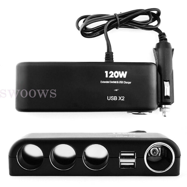 4 Way 12V USB Car Cigarette Splitter Lighter Charger Socket Adapter Plug Power