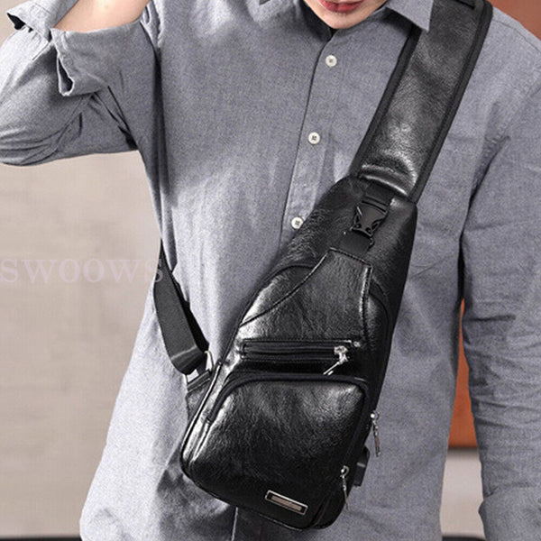 Mens Waterproof Bag Anti Theft Crossbody Chest Pack Shoulder Pocket USB Charging