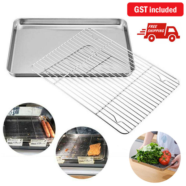 Stainless Steel Baking Tray Oven Pan with Cooling Rack Oven Tray Rack40*30*2.5cm