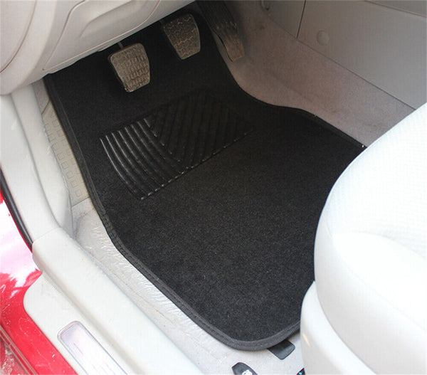 Car Floor Mats Universal 4PCS Carpet Front Rear Set Anti-slip Charcoal Black NEW