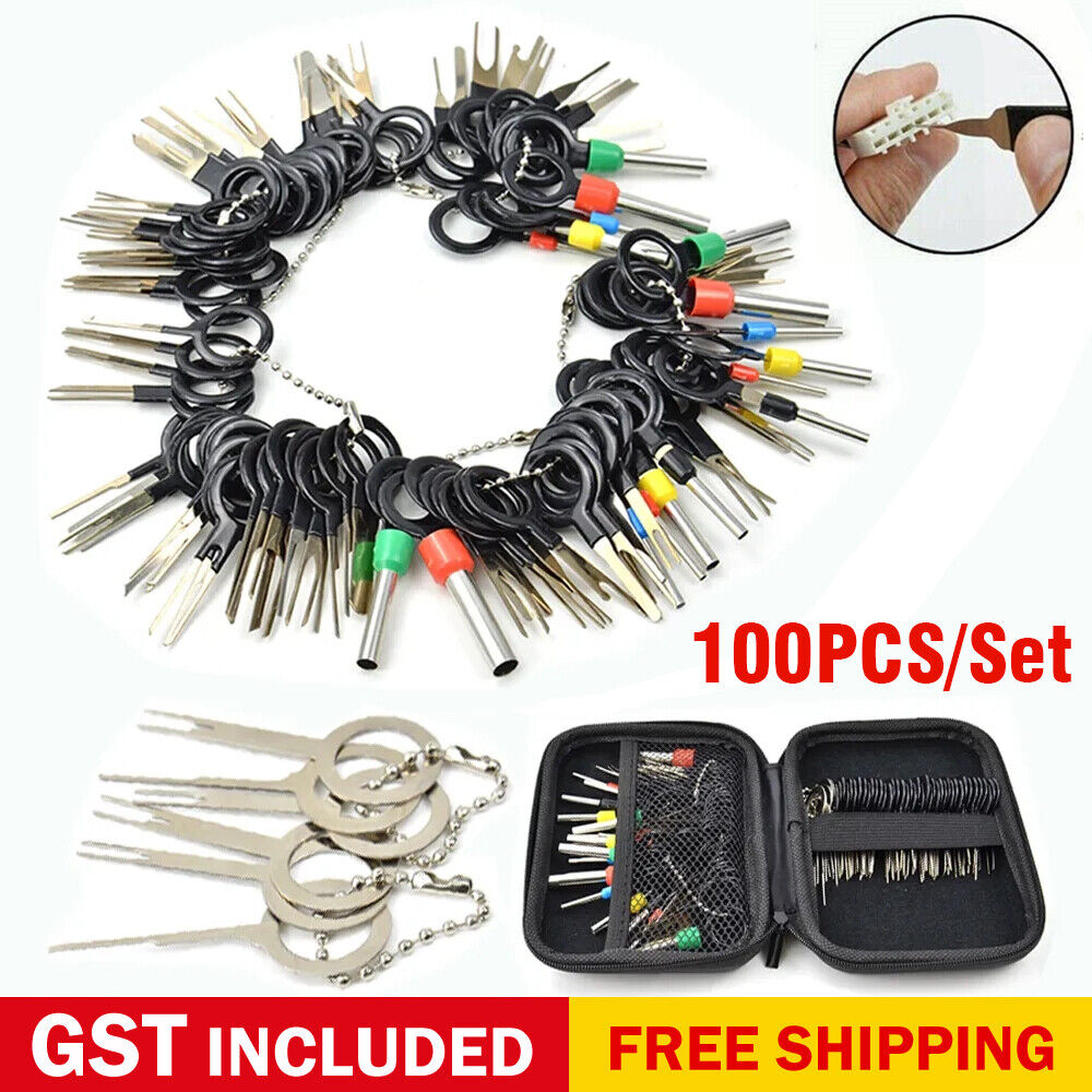 100PCS/Set Terminal Removal Tool Box Pin Extractor Electrical Wire Connector Kit