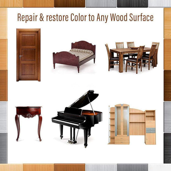 10Color Scratch Wood Furniture Timber Repair Pen Touch Up Marker + 10 Fill Stick