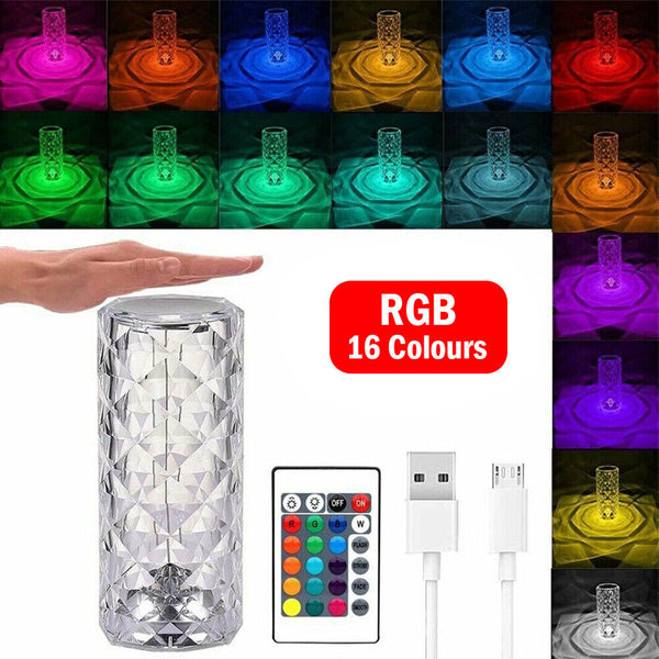 1/2PCS 3/16 Color Crystal LED Light Table Lamp Rose Diamond Touch Lamp with USB