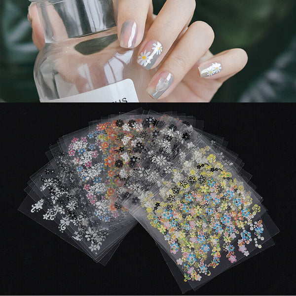 50-200Sheet Flower Decal Transfer Manicure 3D Nail DIY Sticker Tips Decoration