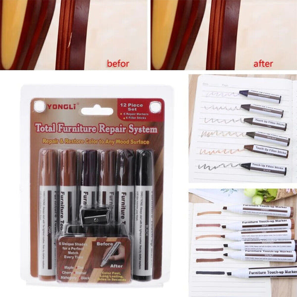 13Pcs Wood Repair Kit Furniture Paint Floor Repair Floor Wax Crayon Paint Pen