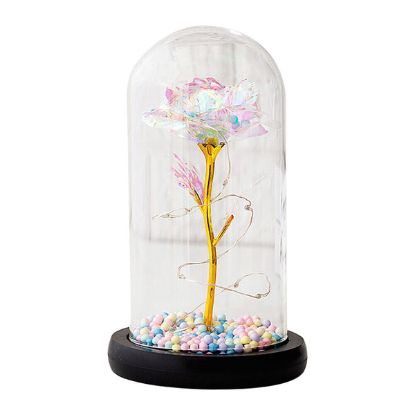 Rose in Glass Forever Wedding Gift Night Light Flower Dome Eternal Valentine