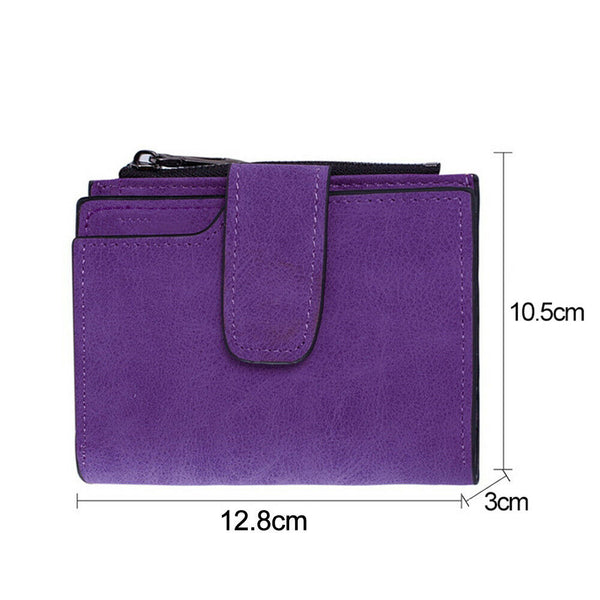 Women Short Small Wallet PU Leather Folding Coin Card Holder Money Folding Purse