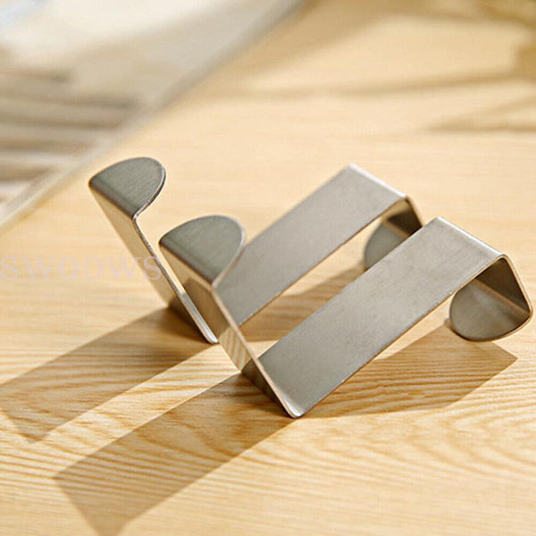 2/10 Stainless Steel Over the Door Hooks Kitchen Towel Holder Clothes Bag Hanger