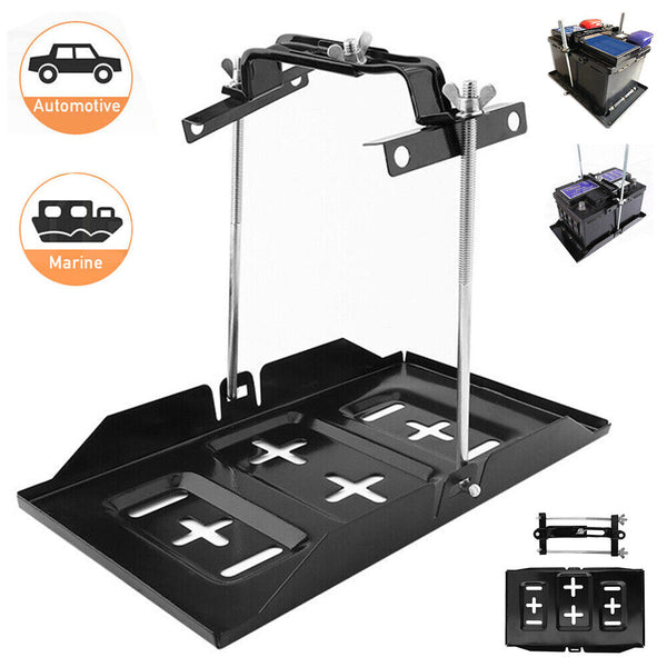 Universal Metal Car Battery Tray Adjustable Hold Down Clamp Bracket Kit Cycle AU