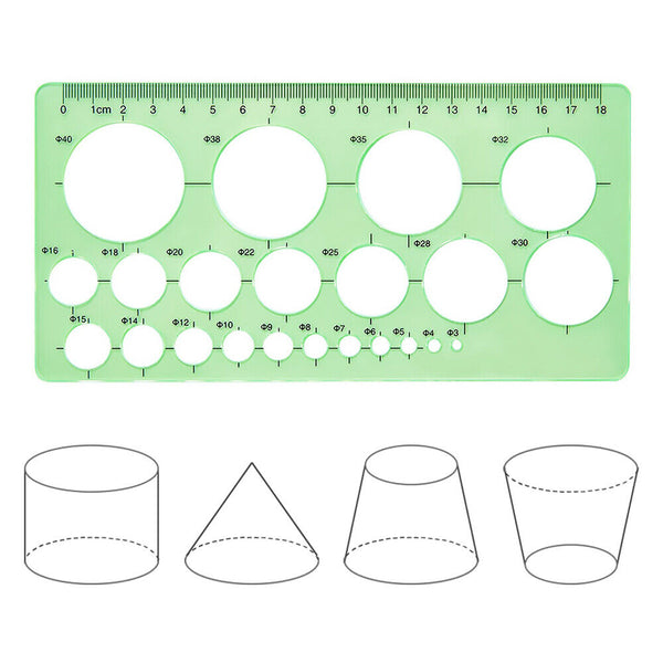 3PCS 3-7cm Circle Template Plastic Circle & Oval Measuring Drawing Rulers Set