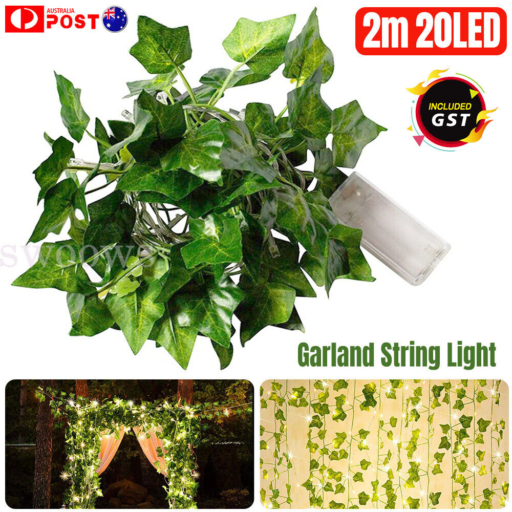 Leaf Garland Lamp Battery Powered Ivy Vine LED Fairy String Lights  Home & Party