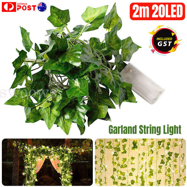 Leaf Garland Lamp Battery Powered Ivy Vine LED Fairy String Lights  Home & Party