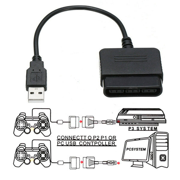 Playstation 2 PS2 Controller to Playstation 3 PS3 PC USB Adapter Converter Cable