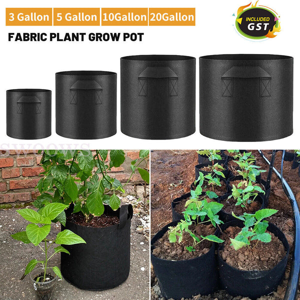 Up to 20pcs Fabric Plant Pots Grow Bags with Handles 3 5 10 20 Gallon