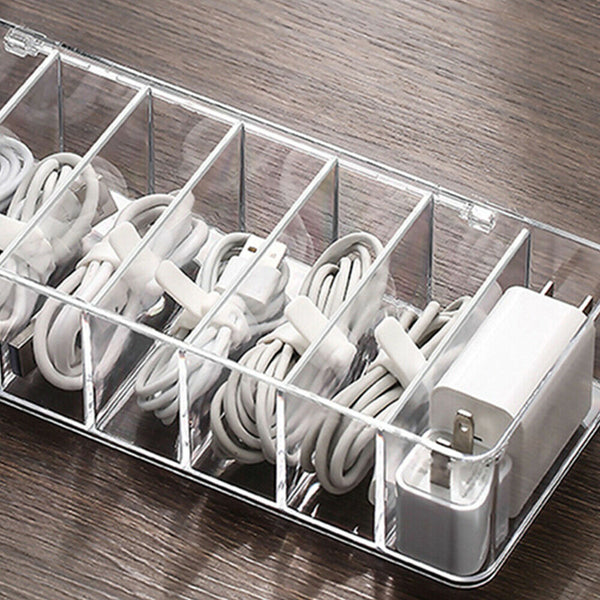 8Grids USB Cable Storage Box with Lid Desktop Wire Organizer Holder  Home Office