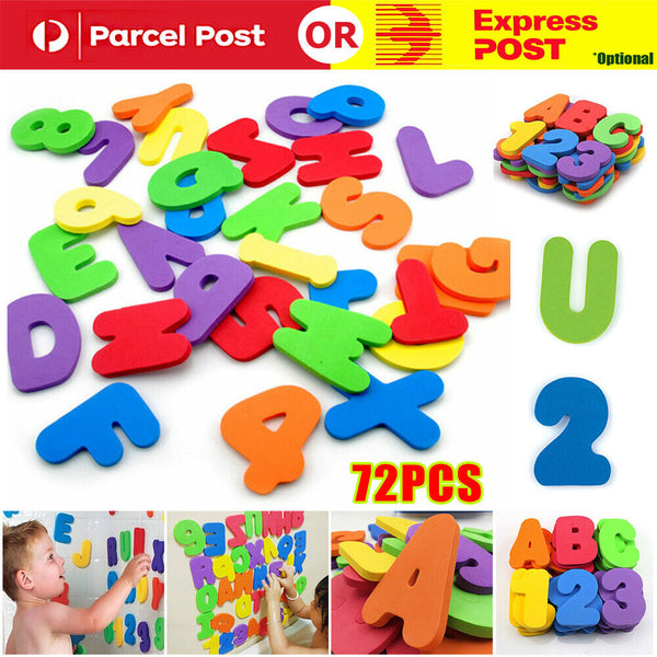 36-72x Baby Foam Letter & Numbers Water Stickers Floating Bath Shower Toy Set AU