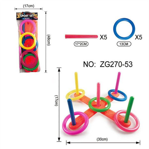 Children Rope Hoop Quoits Fun Ring Toss Outdoor Game Set Puzzle Interactive Toy