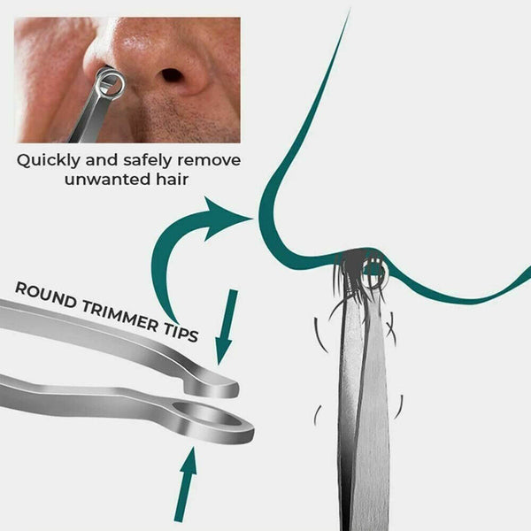 Universal Nose Hair Trimming Tweezers Stainless Steel Round Tip Nasal Cleaning