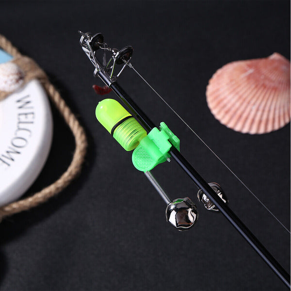 10x Night Fishing Twin Ring Light Bite Alarm Bells LED Outdoor Clip Rod Tip