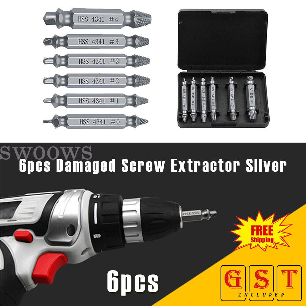 6PCS Damaged Screw Extractor Set Easy Out Broken Drill Bit Remover Kit Speed