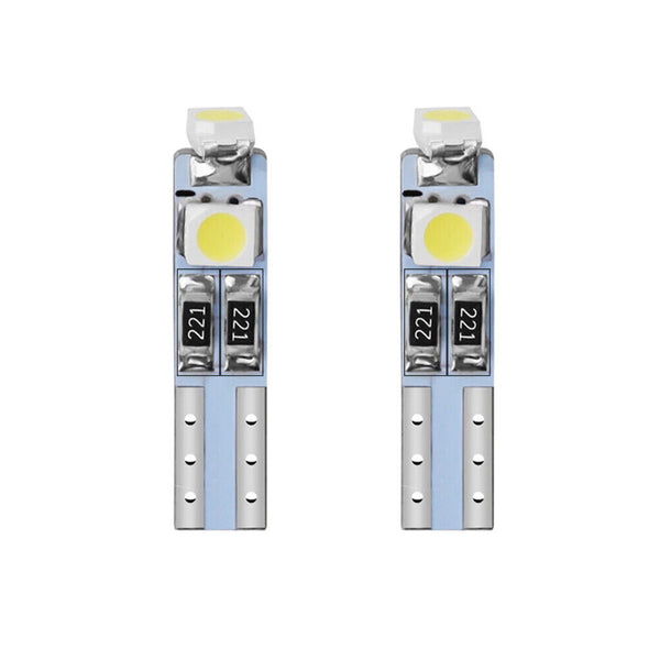 1-10pcs of T5 White 3 SMD SUPER BRIGHT 3528 LED Side Car Light Wedge Bulb DC 12V