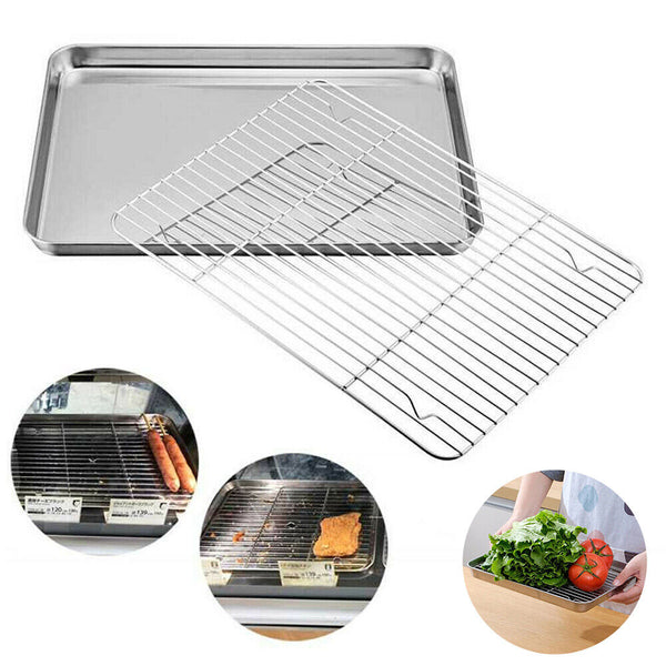 Stainless Steel Baking Tray Oven Pan with Cooling Rack Oven Tray Rack40*30*2.5cm