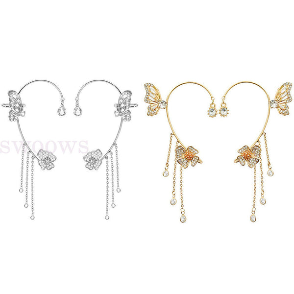 Zircon Butterfly Tassel Ear Cuff Clip Non Piercing Ear Clip Wrap Ladies Earrings