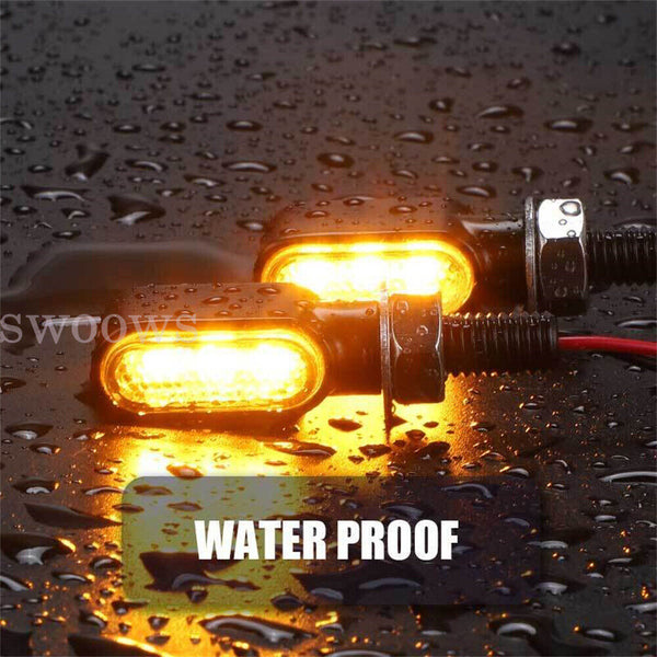 4X Mini Amber Motorcycle LED Indicators Turn Signal Lamp Universal Dirt Bike 12V