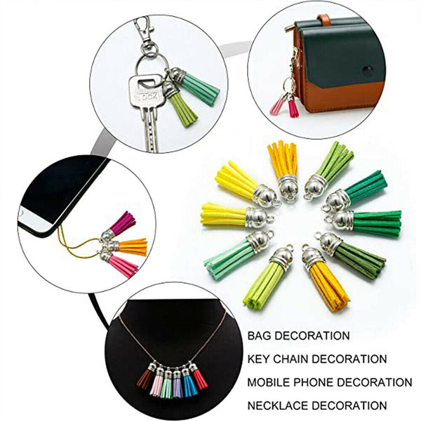 50x Leather Key Chain Ring Tassel Pendants Bulk Keychain Crafts Jewelry Making