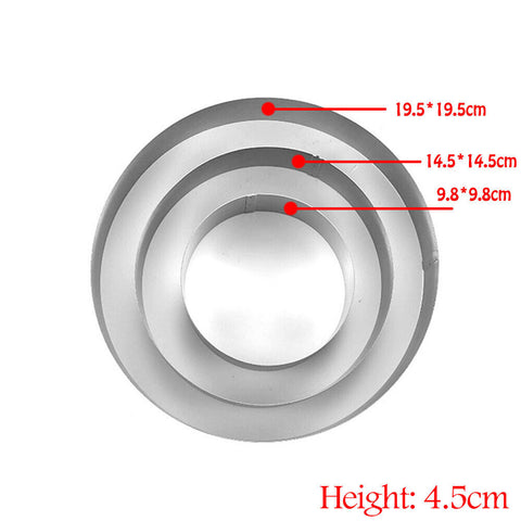 3pcs Large Round Cake Ring Set Biscuit Cutter Stainless Steel Circle Mould