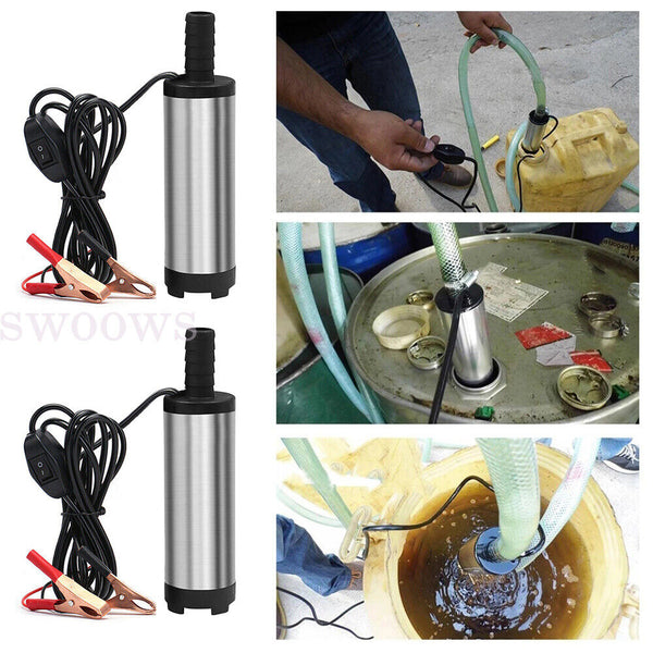 12V Diesel Fuel Pump Car Auto Aluminium Submersible Transfer Vessel Water Oil