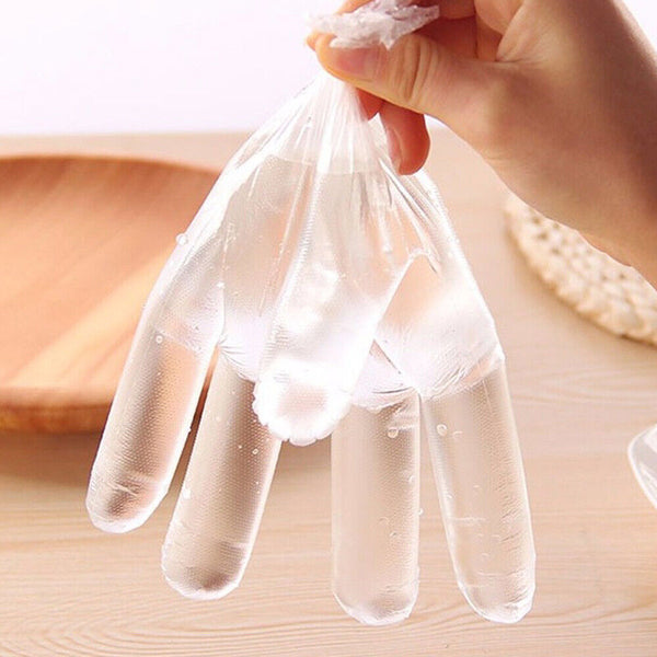 100/200pcs Disposable Plastic Gloves Transparent Food Handling Hygienic Catering