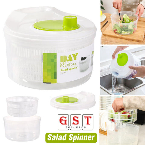 Salad Spinner Vegetable Lettuce Washer Dryer Serving Bowl Container Large NEW