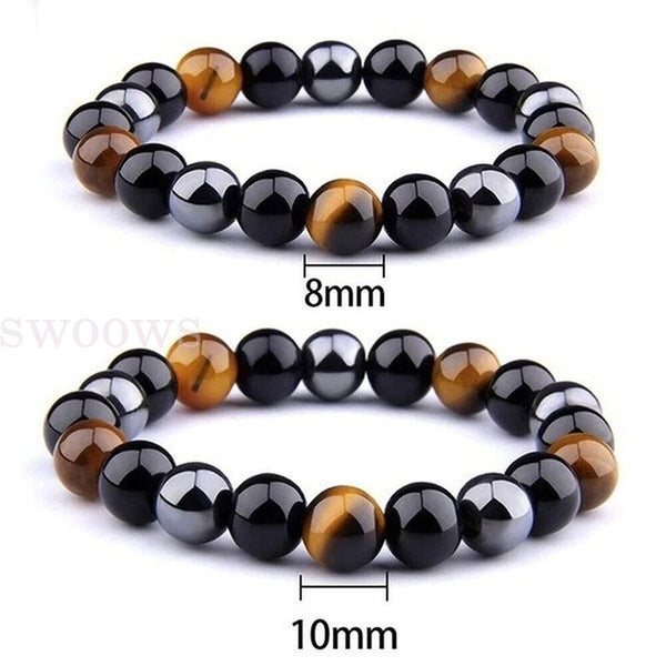 New Women Men's Natural Stone Tigers Eye Jewellery Wristband Bracelet For Couple