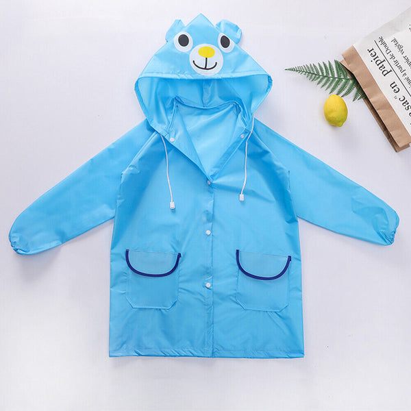 Toddler Girls Boys Baby Cartoon Raincoat Rain Hooded Poncho Coat Kids Outwear AU