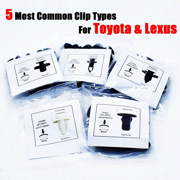 100X Trim Panel Clips For Toyota Bumper Fender Body Splash Guard Push Pin Rivet