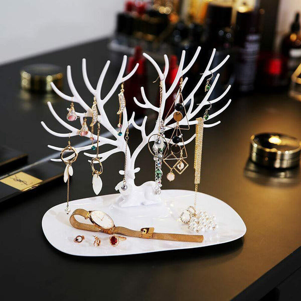 Necklace Ring Earring Deer Tree Stand Holder Show Rack Jewelry Display Organizer