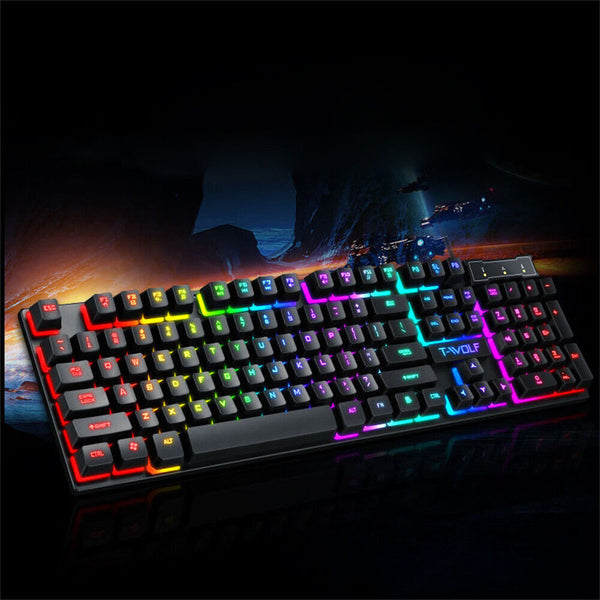 Wired USB Mechanical Gaming 104 Keys Keyboard RGB LED Backlit For Windows PC