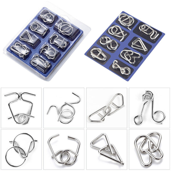 Set of 24PCS Metal Wire Puzzle Toys IQ Test Puzzle Unlock Toys Brain Teasers