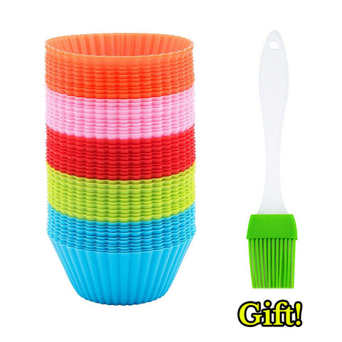 24-72PCS Round Muffin Cake Mould Cup Cake Silicone Baking Case Bake Molds