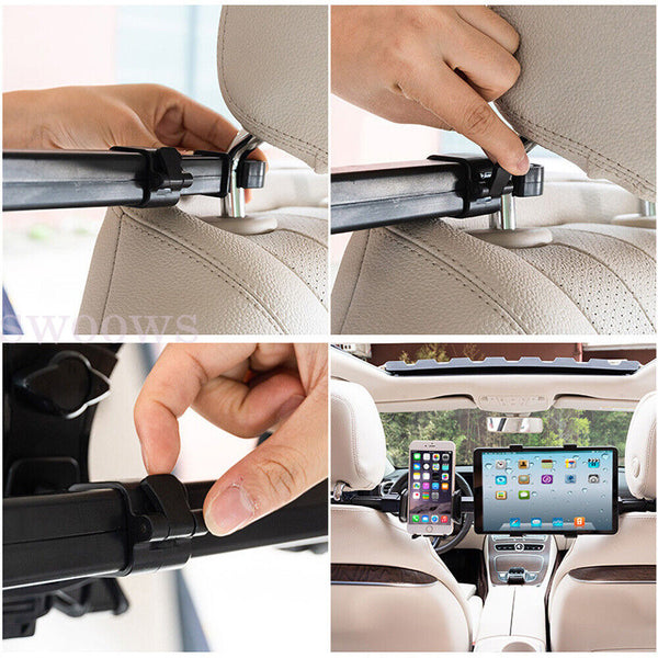 Car Seat Back Mount Tablet Holder Headrest Bracket Mobile Phone Stand Adjustable