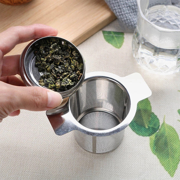 Tea Infuser with Lid Mesh Stainless Steel Metal Cup Strainer Loose Leaf Filter