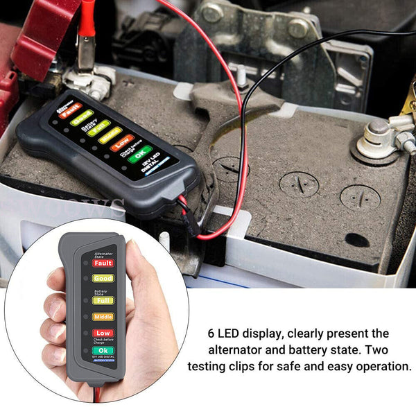 12V Digital Car Battery Tester Automotive Testing Tool Voltage Analyzer Checker