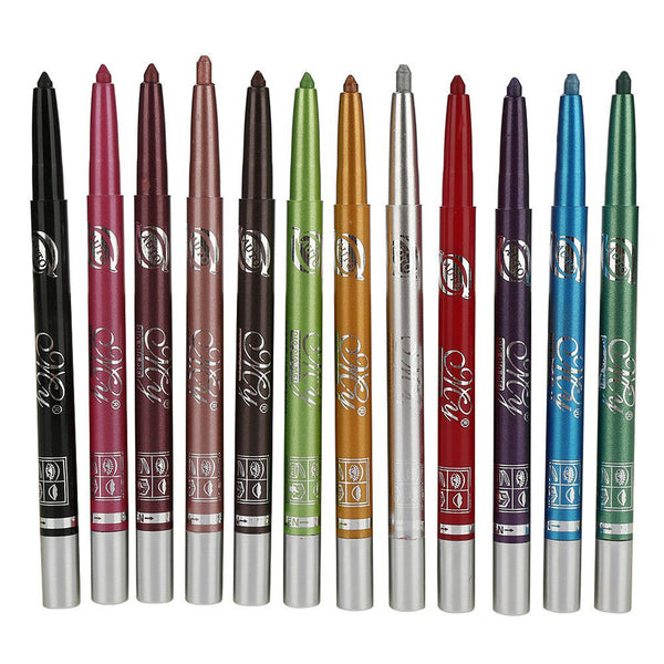 12 Color Eyeliner Pencil Cosmetic Makeup Pen Set Eye Shadow Glitter Party Women