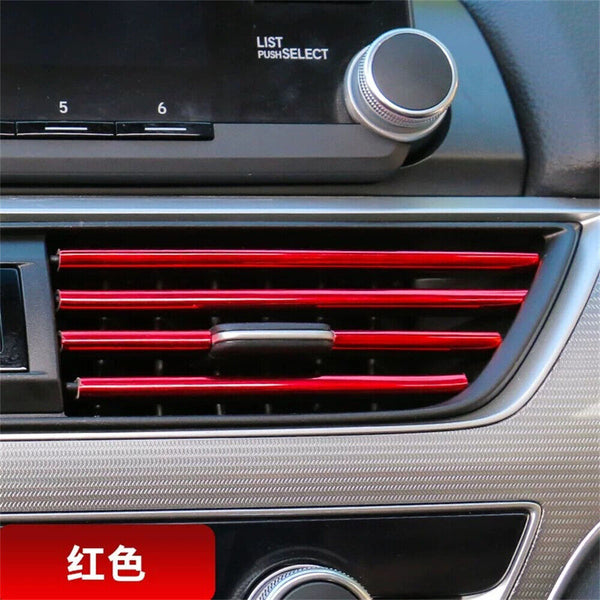 20PCS Red Chrome Car Air Conditioner Outlet Vent Decorative Strip Accessories