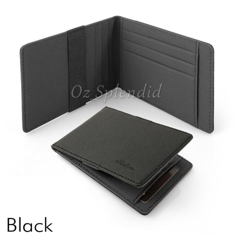 WALLET MONEY MENS WOMENS BLACK LEATHER CREDIT CARD HOLDER SLIM WALLET AU