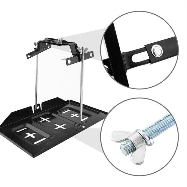 Universal Metal Car Battery Tray Adjustable Hold Down Clamp Bracket Kit Cycle AU