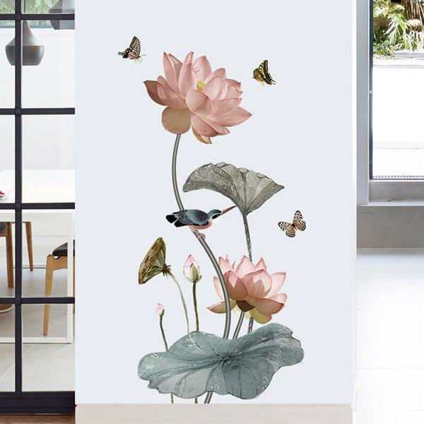 Removable PVC Decal Art Mural Gift Lotus Flowers Wall Stickers Kids Home Decor