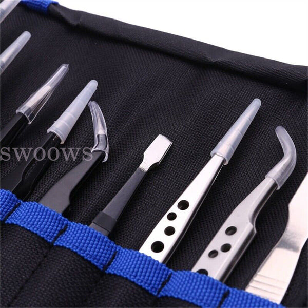 9 Pcs Tweezers Set Stainless Steel -Static Precision Tweezers for Electronic MS3